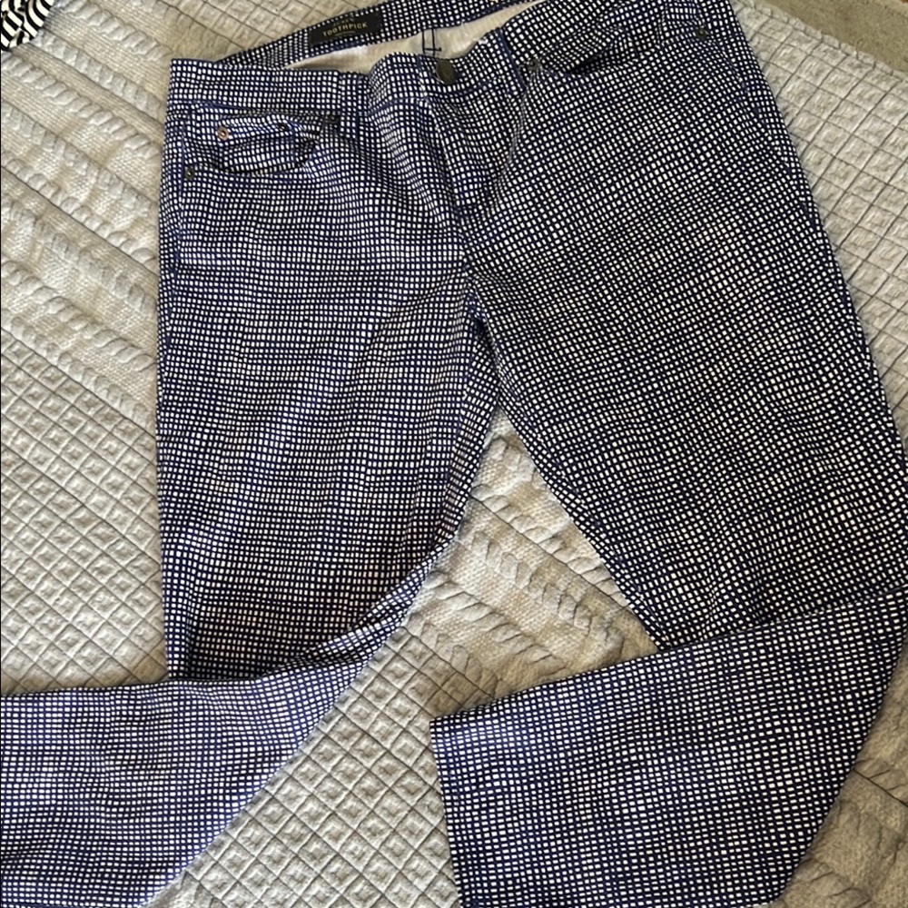 Stylish Blue and White Checkered Pants